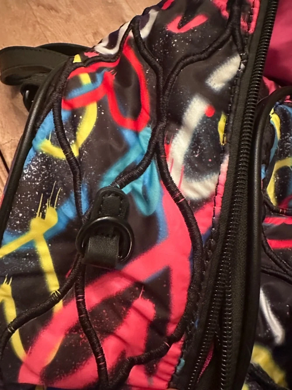 Graffiti Sweetie backpack by Betsey Johnson Multicolor Heart Print Quilted